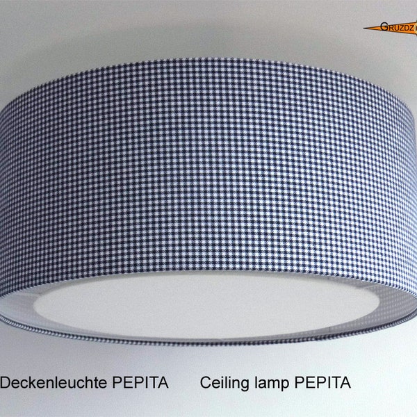 Deckenlampe PEPITA Ø50 cm schwarz weiß kariert mit Lichtrand Diffusor