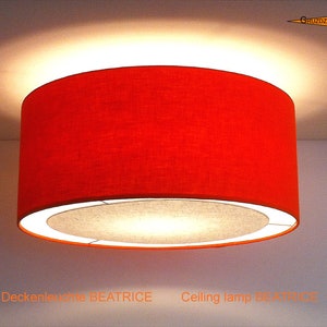 Orange ceiling lamp of linen BEATRICE Ø50 cm ceiling light with diffuser image 4