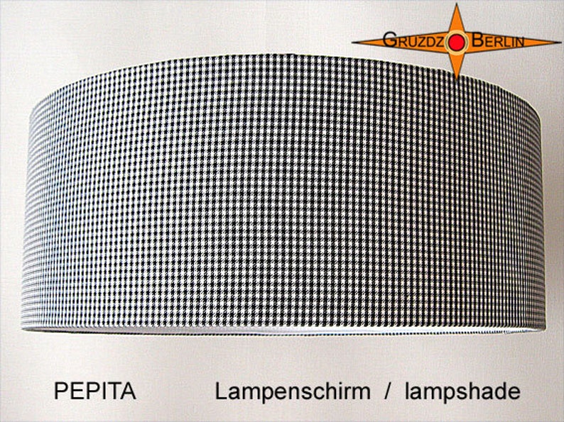 Lampshade Black White PEPITA Ø60 cm checkered image 3