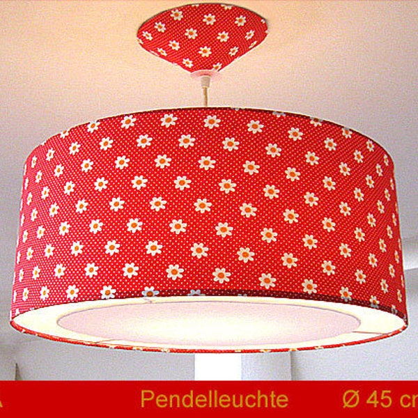 Rote Lampe mit Punkten ULLA Ø45 cm Pendellampe Punkte Blumen Diffusor