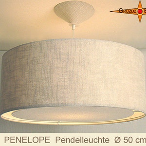 Country style lamp linen PENELOPE Ø50 cm light edge diffuser