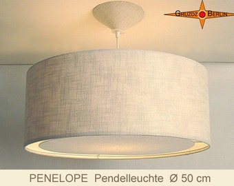 Lampe im Landhausstil Leinen PENELOPE Ø50 cm Lichtranddiffusor