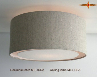 Linen ceiling lamp with diffuser MELISSA Ø60 cm Country style ceiling light