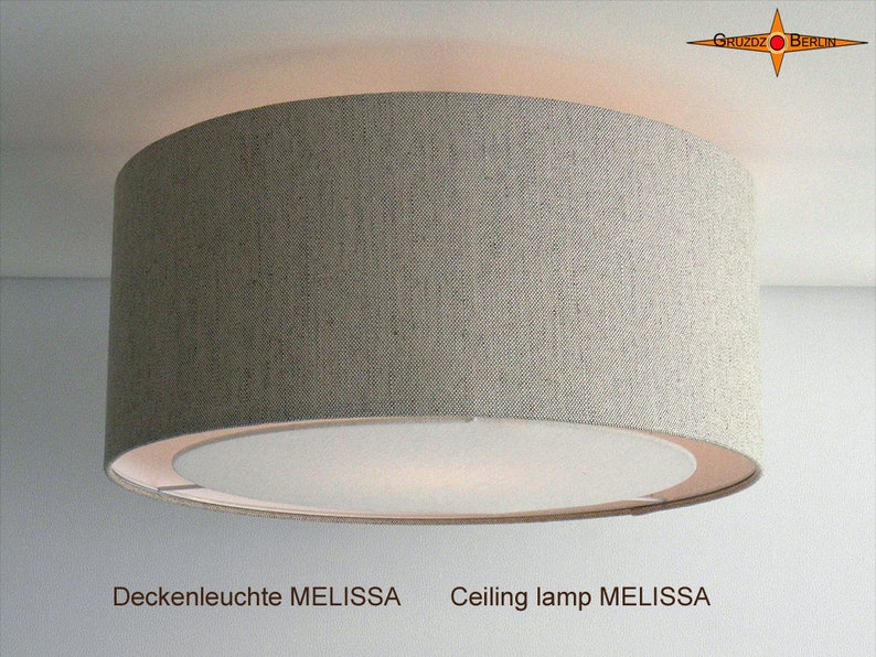 Deckenlampe aus Leinen mit Diffusor MELISSA Ø60 cm Deckenleuchte Landhausstil Bild 1