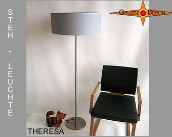 Floor lamp gray THERESA floor lamp linen gray