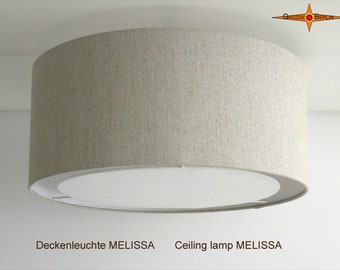 Linen ceiling lamp with diffuser MELISSA Ø70 cm Country style ceiling light