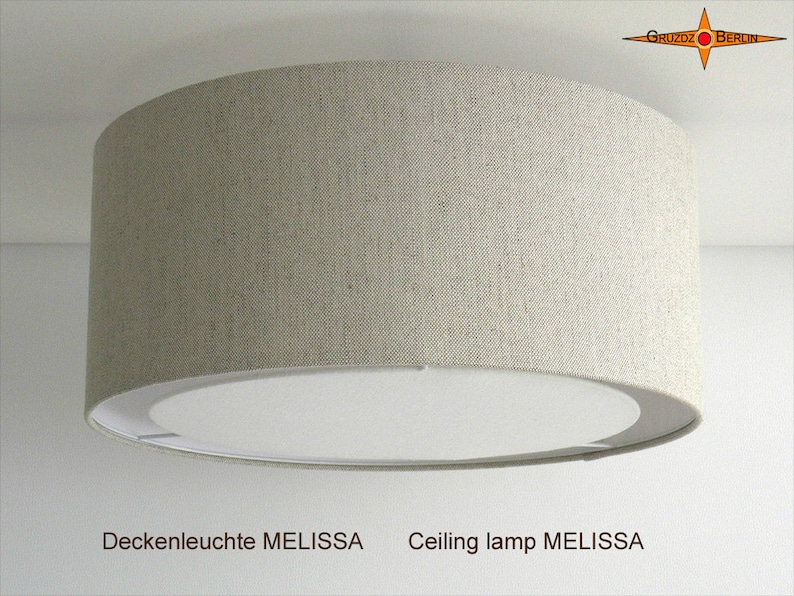 Deckenlampe aus Leinen mit Diffusor MELISSA Ø60 cm Deckenleuchte Landhausstil Bild 2