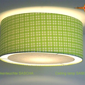 Grün karierte Deckenlampe SASCHA Ø50 cm Deckenleuchte mit Lichtrand Diffusor Bild 2