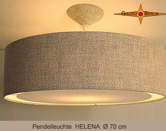 Natural linen lamp HELENA Ø70 cm Country style hanging lamp