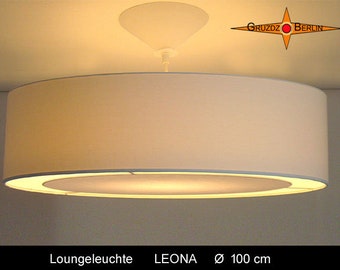 Grosse Loungeleuchte LEONA Ø100 cm Pendellampe mit Lichtrand-Diffusor