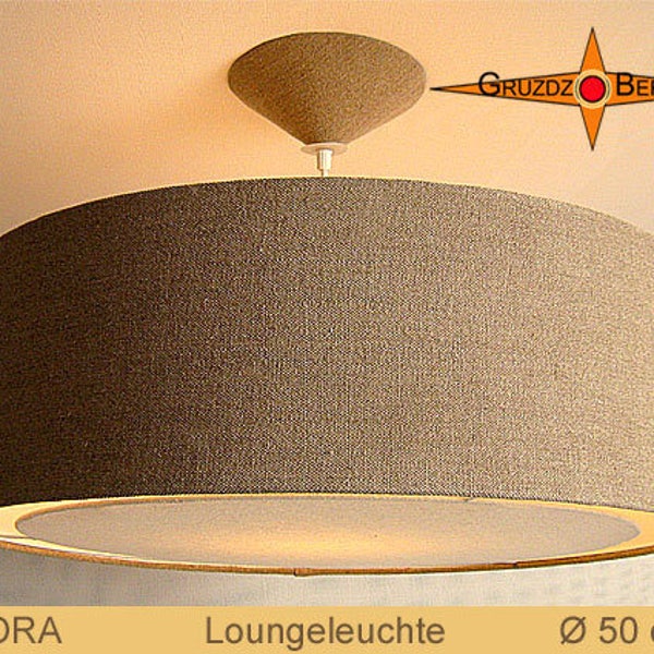 Lampe aus Bauernleinen CORA Ø50 cm Landhausstil Lampe Diffusor Lichtrand