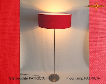 Red floor lamp PATRICIA Floor lamp made of shining red linen