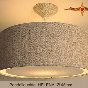 Pendelleuchte aus Leinen HELENA Hängelampe mit Lichtrand Diffusor