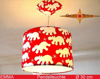 Kinderlampe EMMA Ø30 cm Pendelleuchte Nilpferd rot