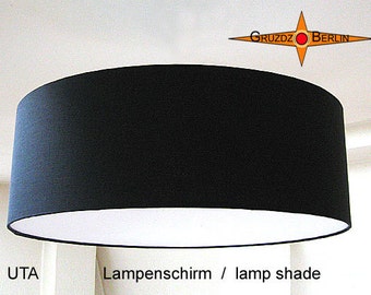 Schwarzer Lampenschirm UTA Ø60 cm Leinenlampe Klassik