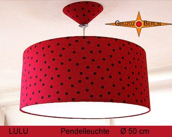 Schwarz Rot gepunktete Lampe LULU Ø50 cm Hängelampe mit Diffusor Marienkäfer Design