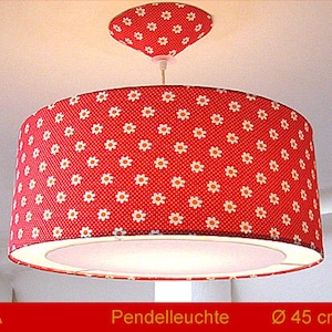 Rote Lampe mit Punkten ULLA D 40 bis 70 cm Pendellampe mit Punkten Blumen Diffusor