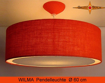 Pendant lamp orange jute WILMA Ø60 cm burlap lamp with diffuser light edge