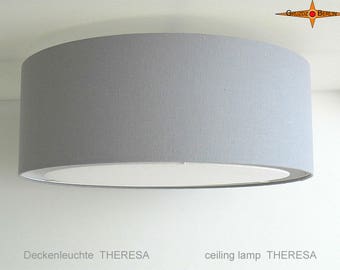 Graue Deckenlampe THERESA Ø60 cm mit Lichtrand Diffusor