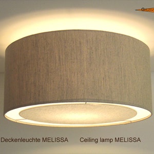 Linen ceiling lamp with diffuser MELISSA Ø45 cm Country style ceiling light