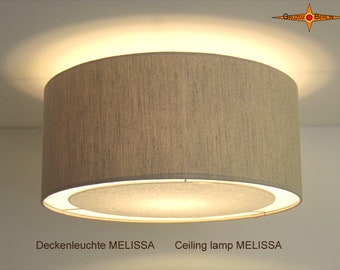 Linen ceiling lamp with diffuser MELISSA Ø45 cm Country style ceiling light