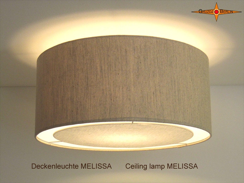 Deckenlampe aus Leinen mit Diffusor MELISSA Ø60 cm Deckenleuchte Landhausstil Bild 3