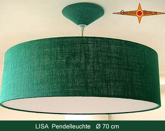 XL Hängelampe Jute grün LISA Ø70 cm Pendelleuchte