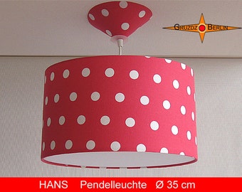 Lamp HANS Ø35 cm hanging lamp dotted red white