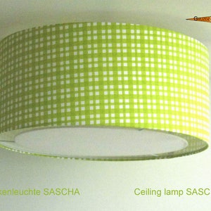 Grün karierte Deckenlampe SASCHA Ø50 cm Deckenleuchte mit Lichtrand Diffusor Bild 3