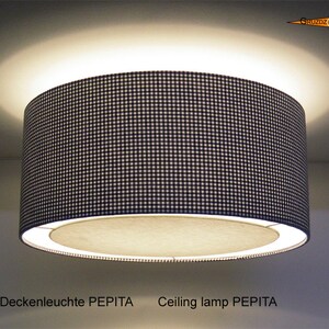 Ceiling lamp PEPITA Ø45 cm black and white checkered with light edge diffuser
