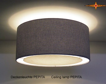 Deckenlampe PEPITA Ø45 cm schwarz weiß kariert mit Lichtrand Diffusor