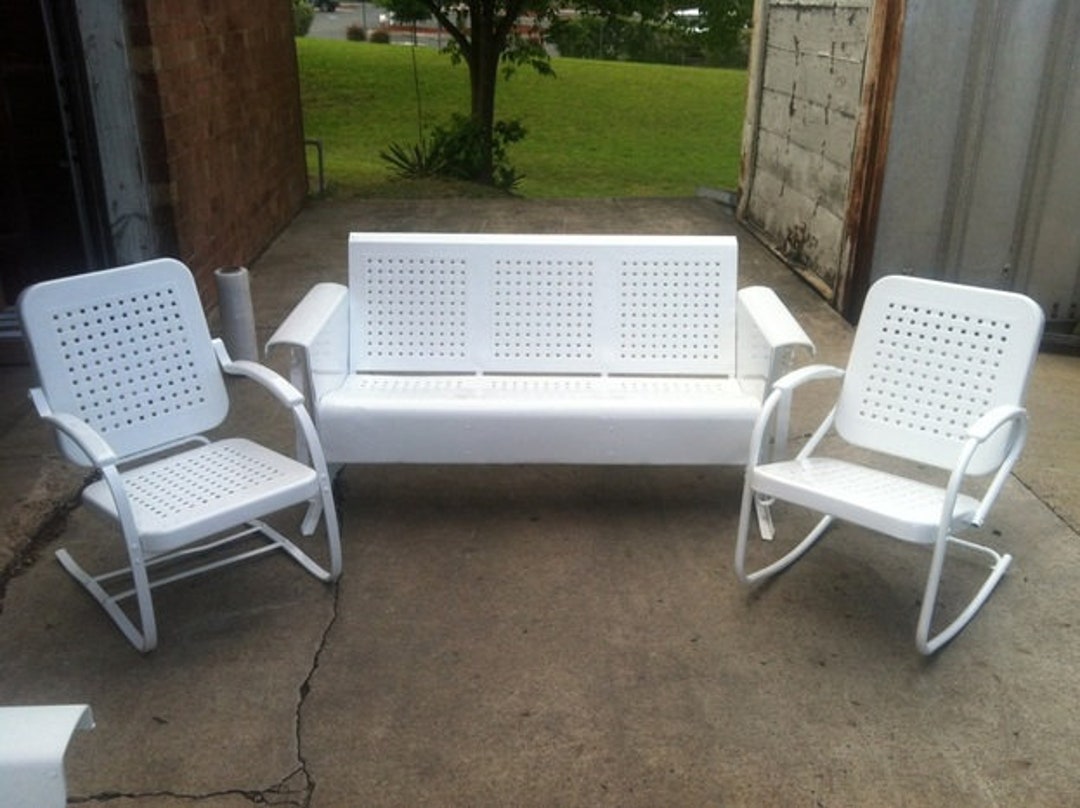 Restored and Powdercoated Vintage BASKETWEAVE Pattern 3seater