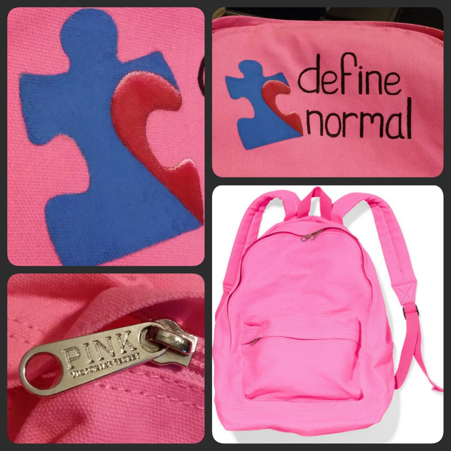 Custom Painted Autism Awareness PINK Backpack define Etsy