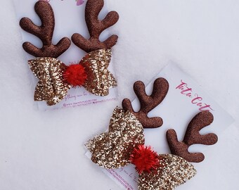 5 x 2.5 INCH GOLD REINDEER RUDOLPH XMAS PADDED EMBELLISHMENT HEADBANDS HAIR BOWS
