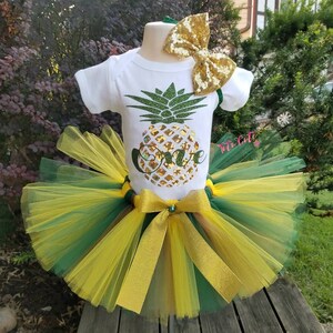 Zestaw tutu urodzinowy ananas, zestaw tutu ananas, strój na imprezę ananas, koszulka urodzinowa ananas, zestaw tutu hawajski urodzinowy, ananas
