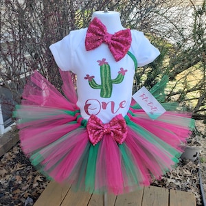 Pink and Green Cactus Birthday Tutu Set, Cactus Birthday Tutu Outfit, Cactus Party Outfit, Cactus Birthday Tutu, Cactus Birthday Shirt