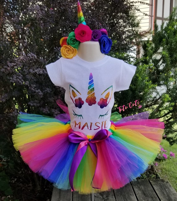 Pink Rainbow Unicorn Tutu Set Rainbow 