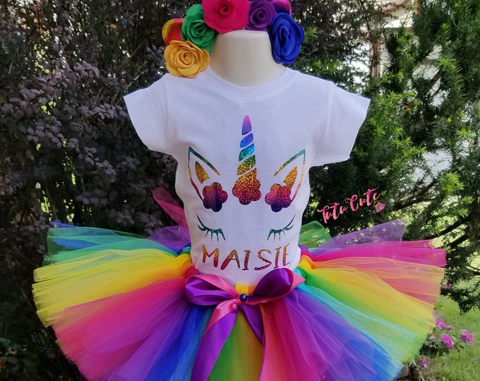 Multicoloured Unicorn Tutu Set (Age 3-6) main image 1