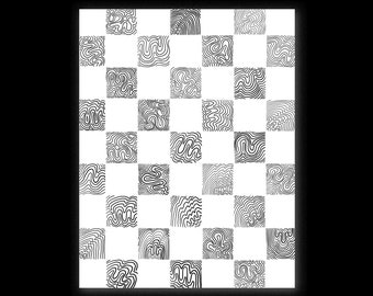 Checker Squiggle Poster - 8.5x11" Black and White