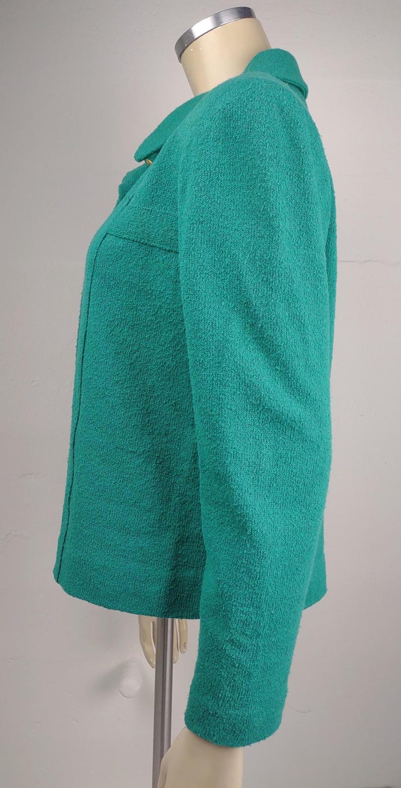 Chaqueta tipo blazer Castleberry verde texturizada con botones en la parte delantera, talla 14 para mujer. imagen 7