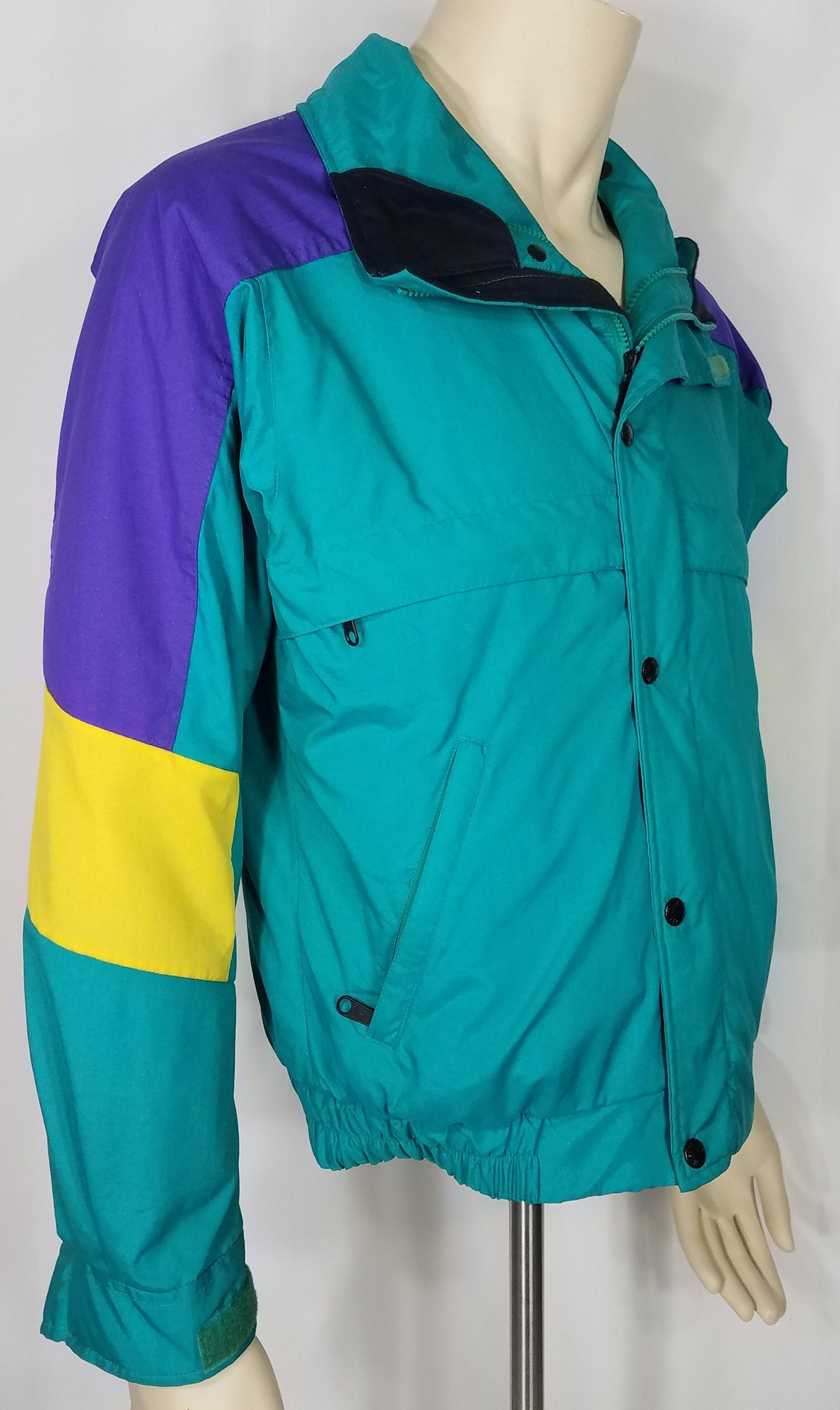 The North Face Extreme Green Purple Yellow Full Zip Nylon Jacket