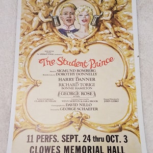 The Student Prince Harry Danner Clowes Hall Butler University 22x14 window card
