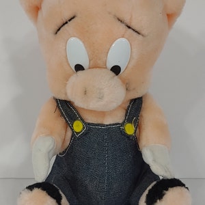 24K Porky Pig overalls 8.5 inch collectible plush stuffed animal 1993