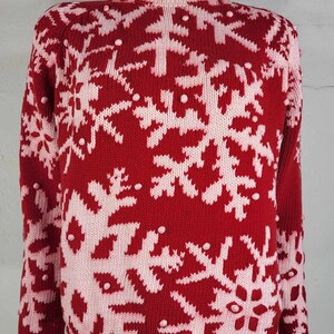 Michael Simon red snowflake cotton blend pullover sweater ladies Medium