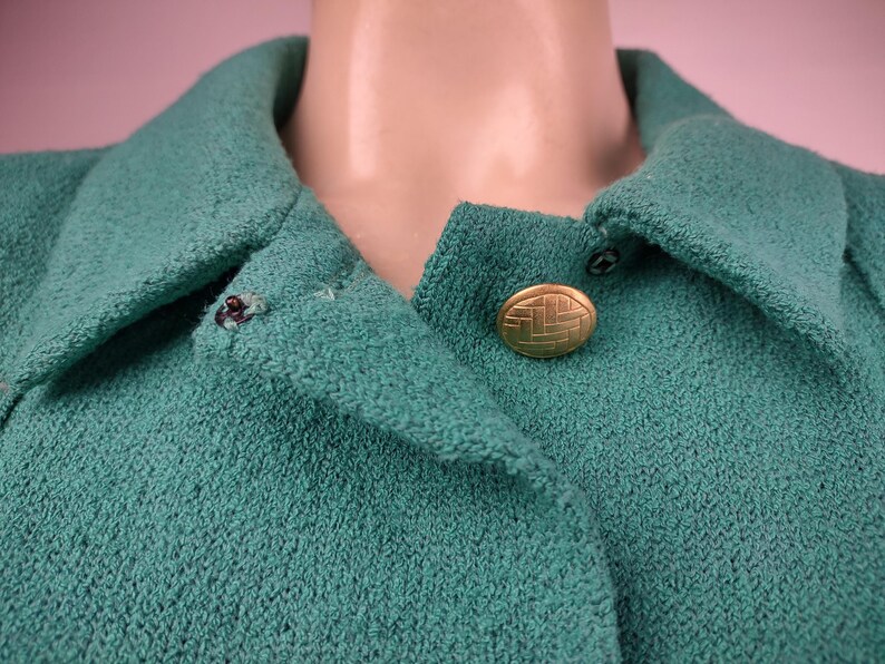 Chaqueta tipo blazer Castleberry verde texturizada con botones en la parte delantera, talla 14 para mujer. imagen 3