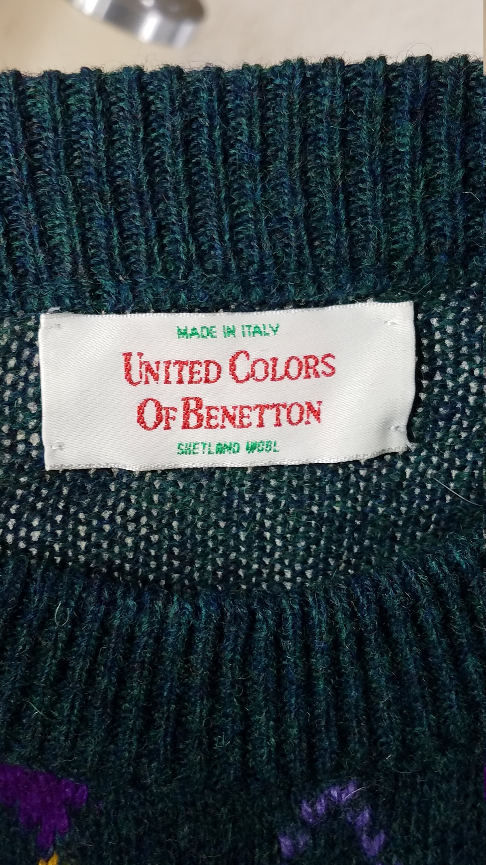 United Colors of Benetton green yellow blue purple argyle | Etsy