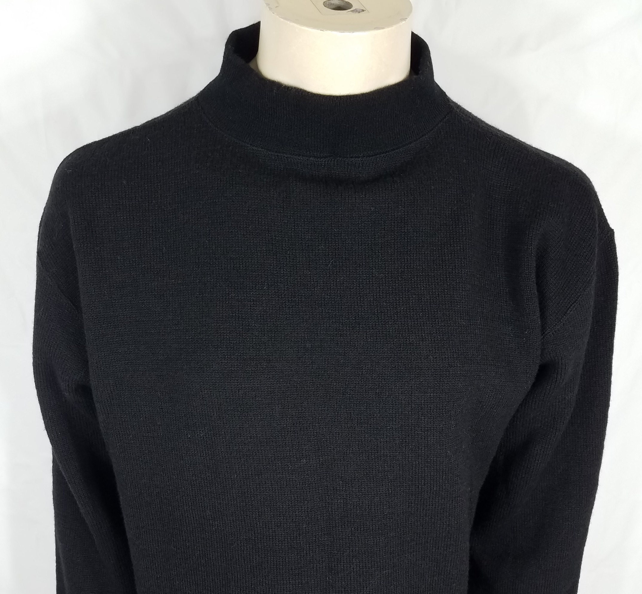 J. Peterman black mock neck 100% Wool pullover sweater mens XL | Etsy