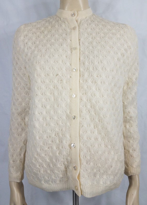 Sweater Bee by Banff ivory cream open knit lined … - image 1
