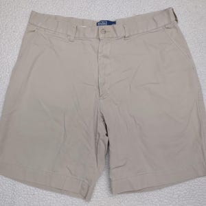 Polo Ralph Lauren beige khaki 100% cotton casual chino shorts mens 36
