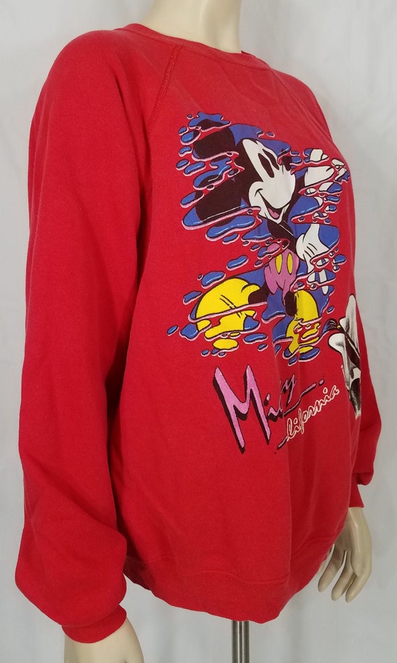 Mickey California red cotton blend crew neck pull… - image 3